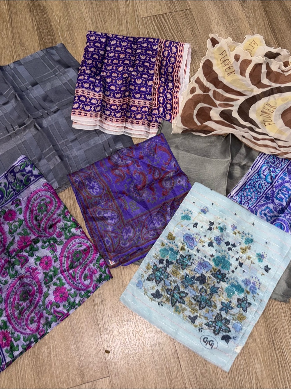 Vintage Scarf Lot of 8 Floral Paisley Sheer Satin Women’s b55